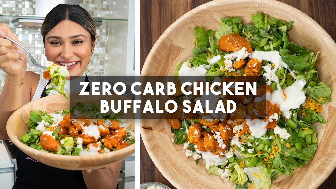 ZERO CARB HIGH PROTEIN BUFFALO CHICKEN STRIPS! I Ate This Salad While Losing 100lbs