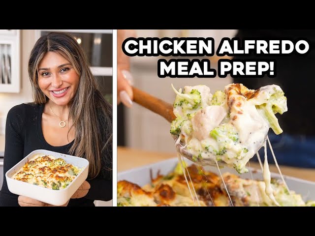 This HACK will cut your calories in HALF! Chicken Alfredo Meal Prep I High Protein & Low Carb